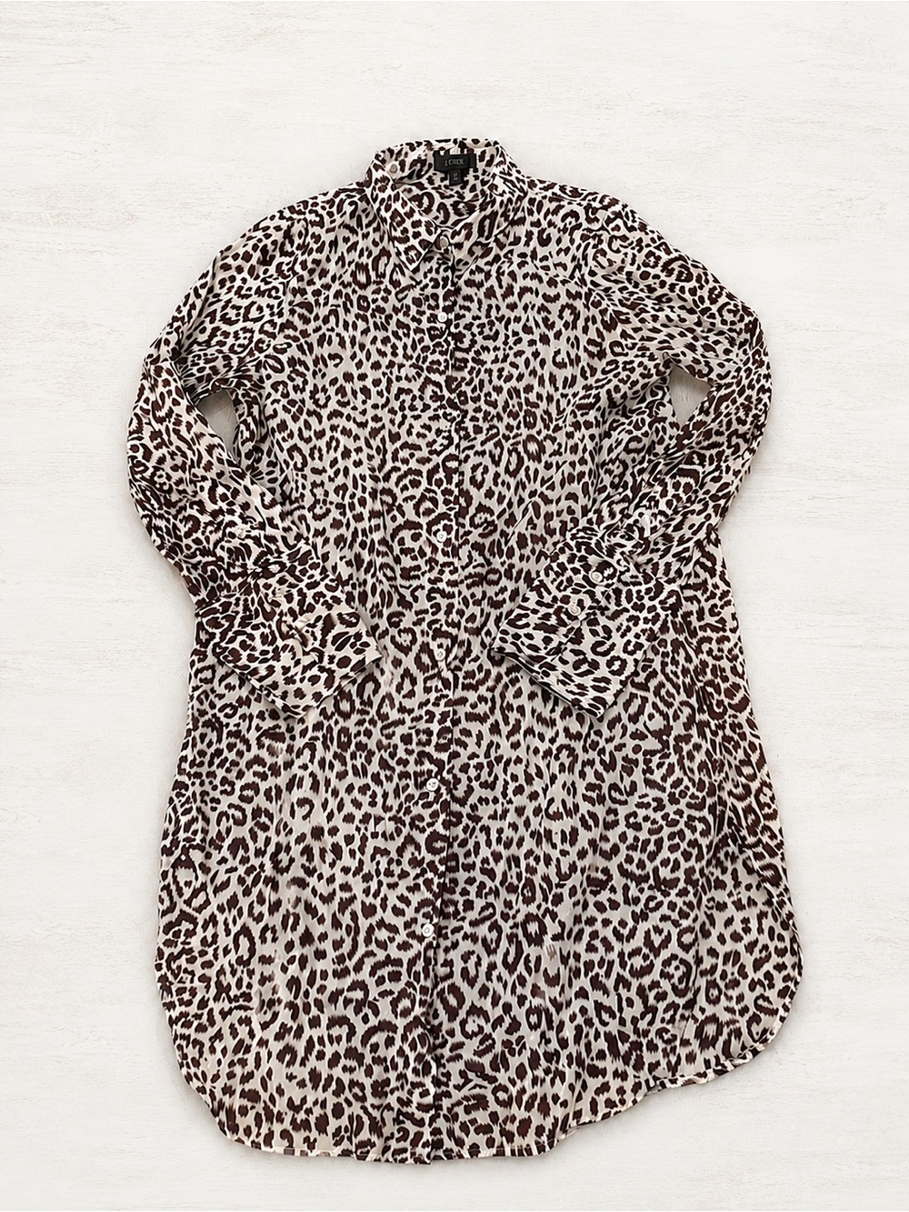 J.Crew Leopard Print Beach Cover Up Tunic Shirt Dress Size M Lightweight